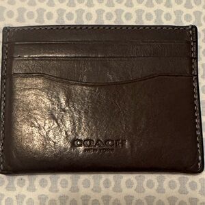 Coach Dark Brown Leather Card Holder